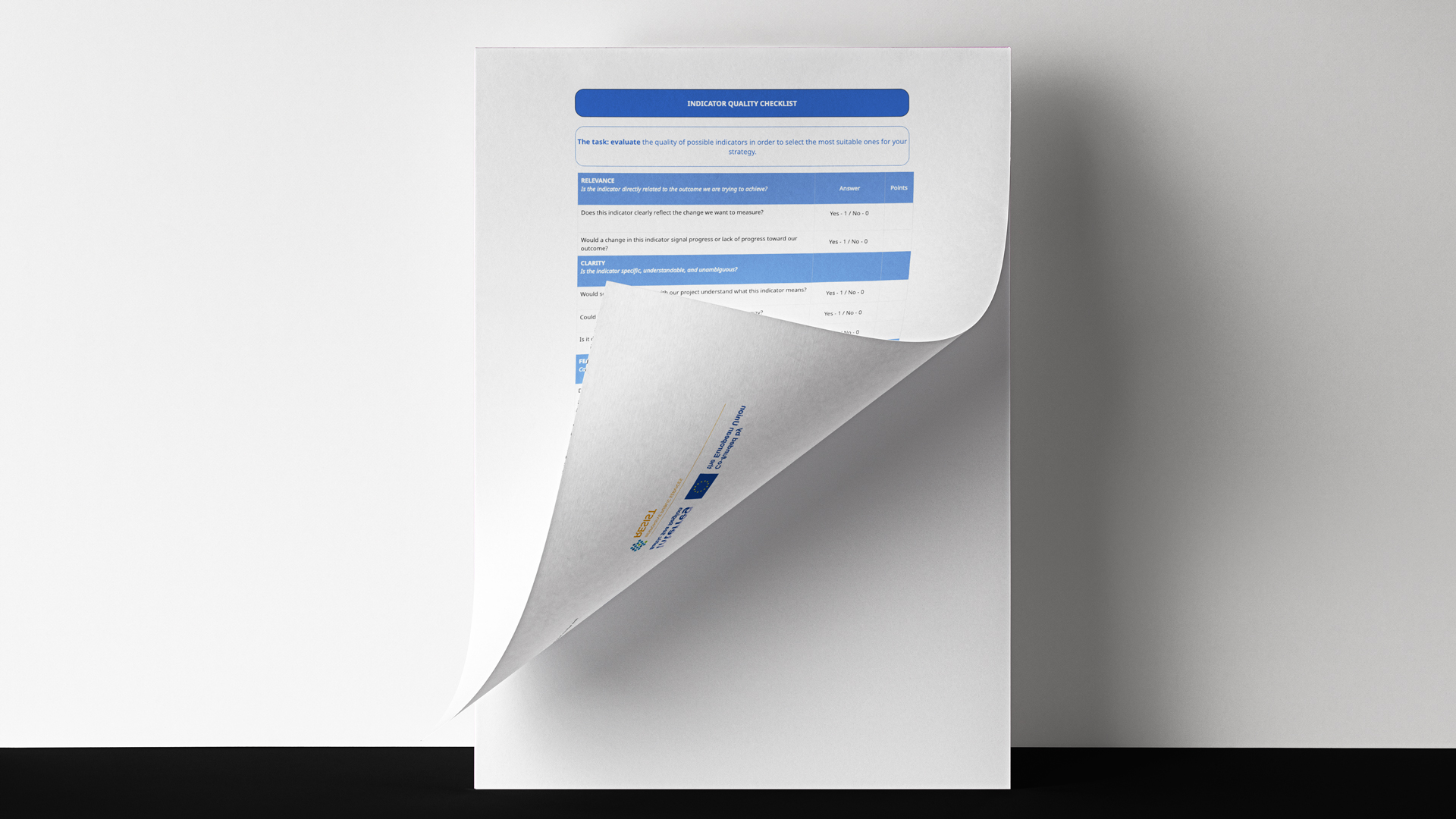 Indicator Quality Checklist & Examples of Methods / Data Sources